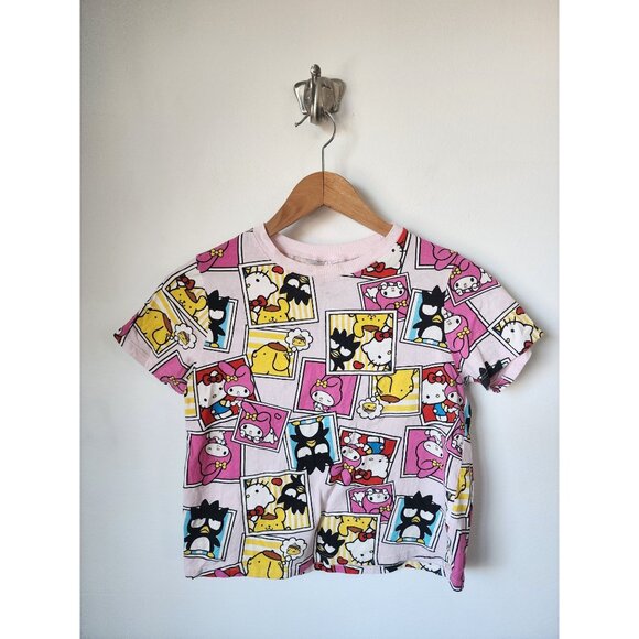 Sanrio pink multicolor Hello Kitty friends graphic short sleeve T-shirt S - Picture 1 of 4